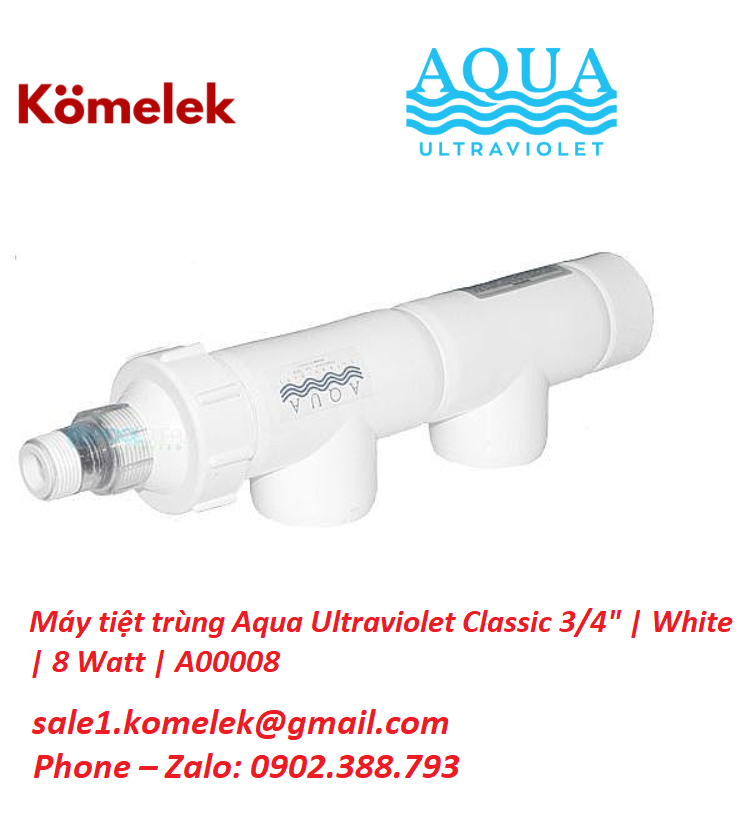 Máy tiệt trùng Aqua Ultraviolet Classic 3/4" | White | 8 Watt | A00008