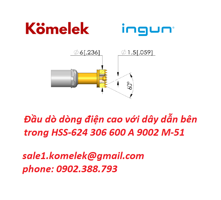 Đầu dò dòng điện cao với dây dẫn bên trong HSS-624 306 600 A 9002 M-51 - Ảnh 2