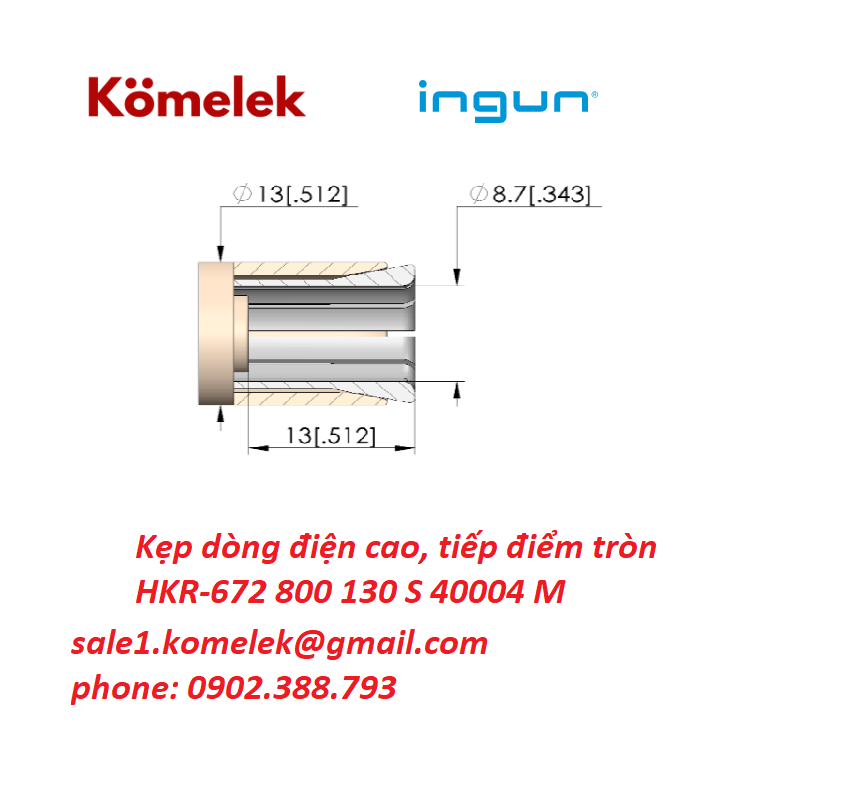 Kẹp dòng điện cao, tiếp điểm tròn HKR-672 800 130 S 40004 M - Ảnh 2