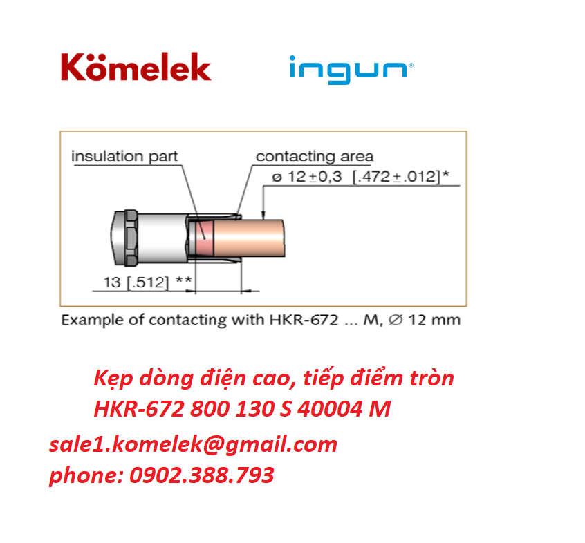 Kẹp dòng điện cao, tiếp điểm tròn HKR-672 800 130 S 40004 M - Ảnh 5