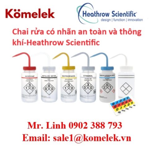 Chai rửa có nhãn an toàn và thông khí-Heathrow Scientific